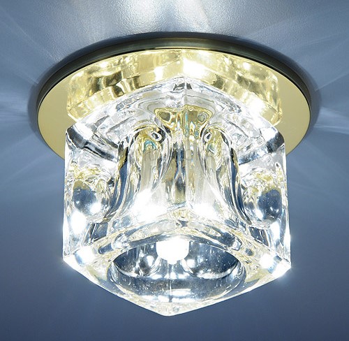 499 GD/Clear.Elektrostandard.Встраиваемый светильник G9. Золото/прозрачный, кубический. 1*G9, 40W, 2