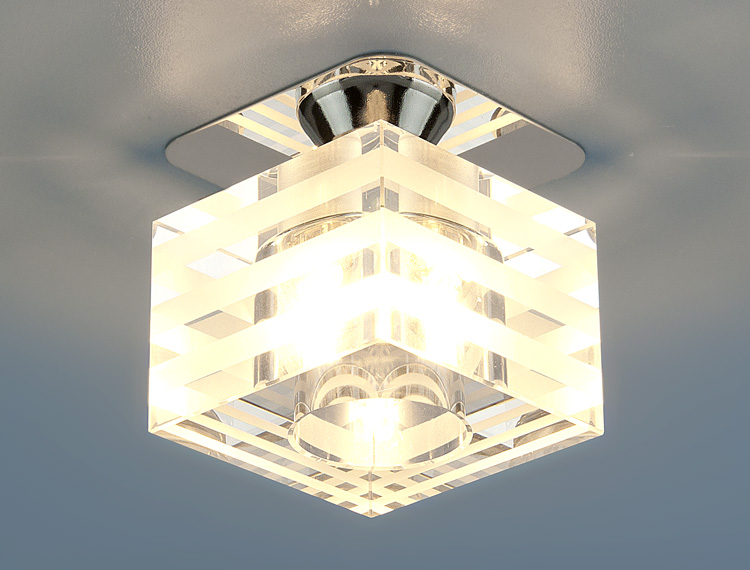 8250 G9 СH/CL.(a032311).Elektrostandard. Встраиваемый светильник Хром, стекло прозрачное/белое,квадр