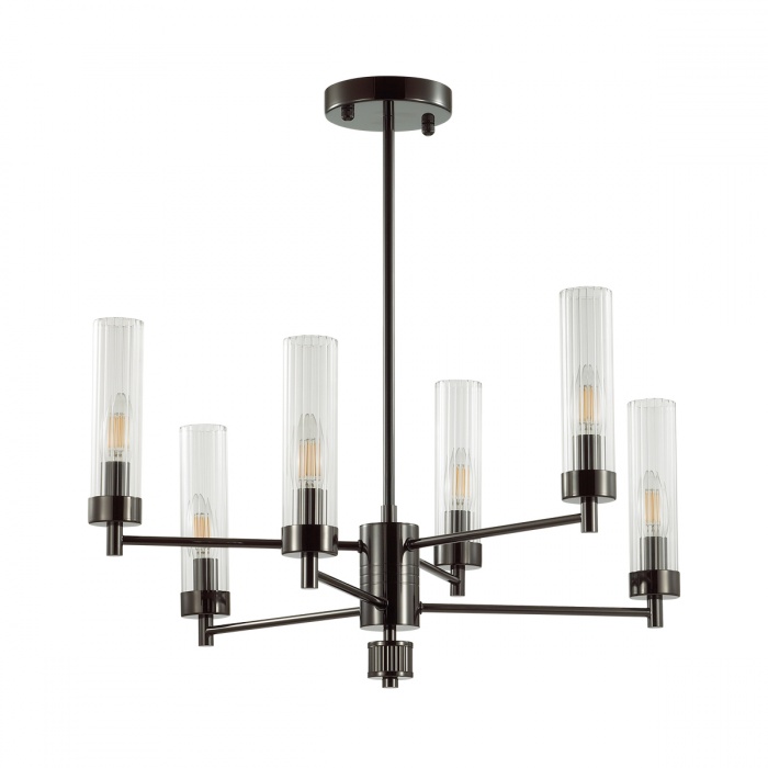 5275/6C. Lumion. Люстра  6*E14  40W 220V. Черный хром, прозрачное стекло