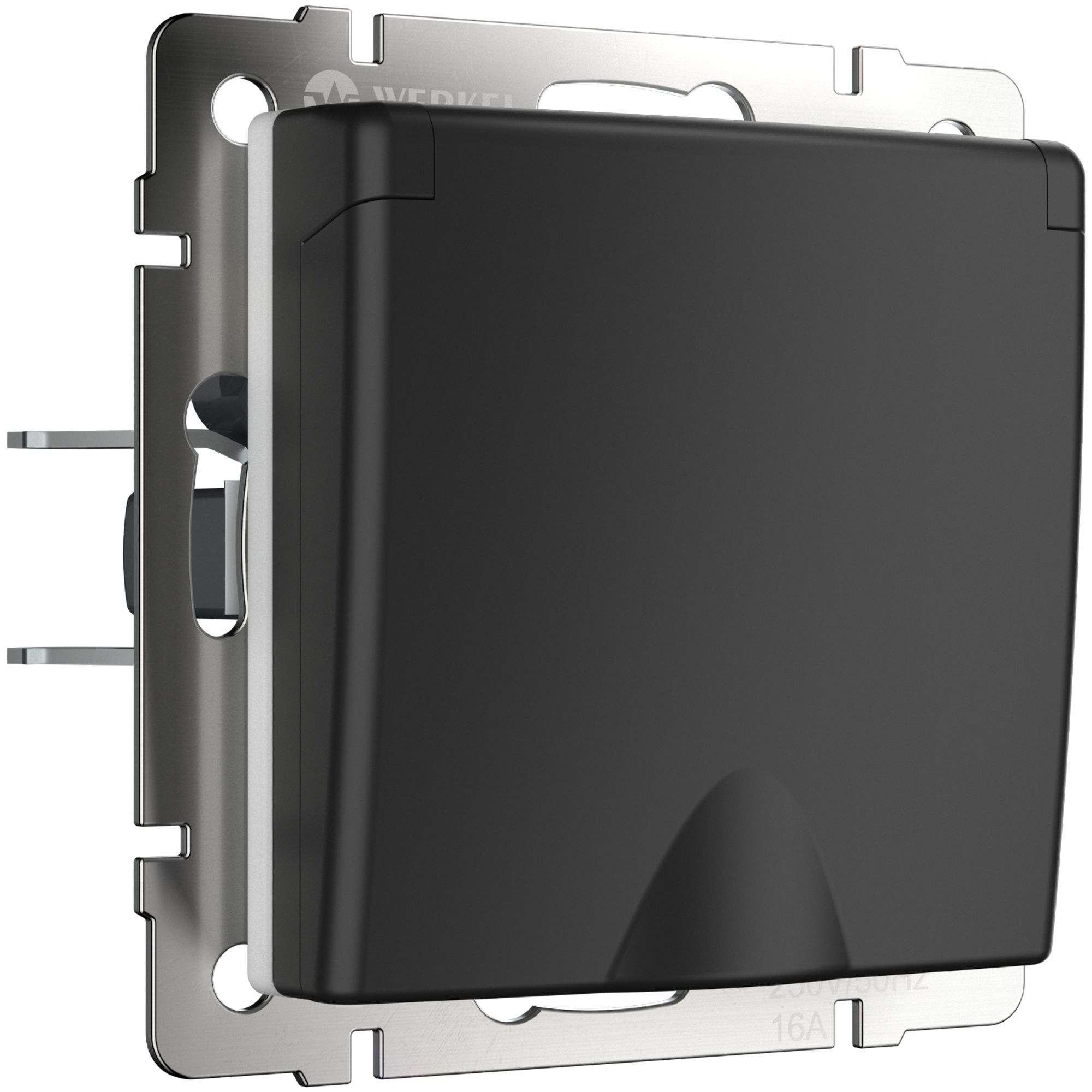 Розетка с заземлением IP44 16A черный. Черный матовый. Werkel W1171208