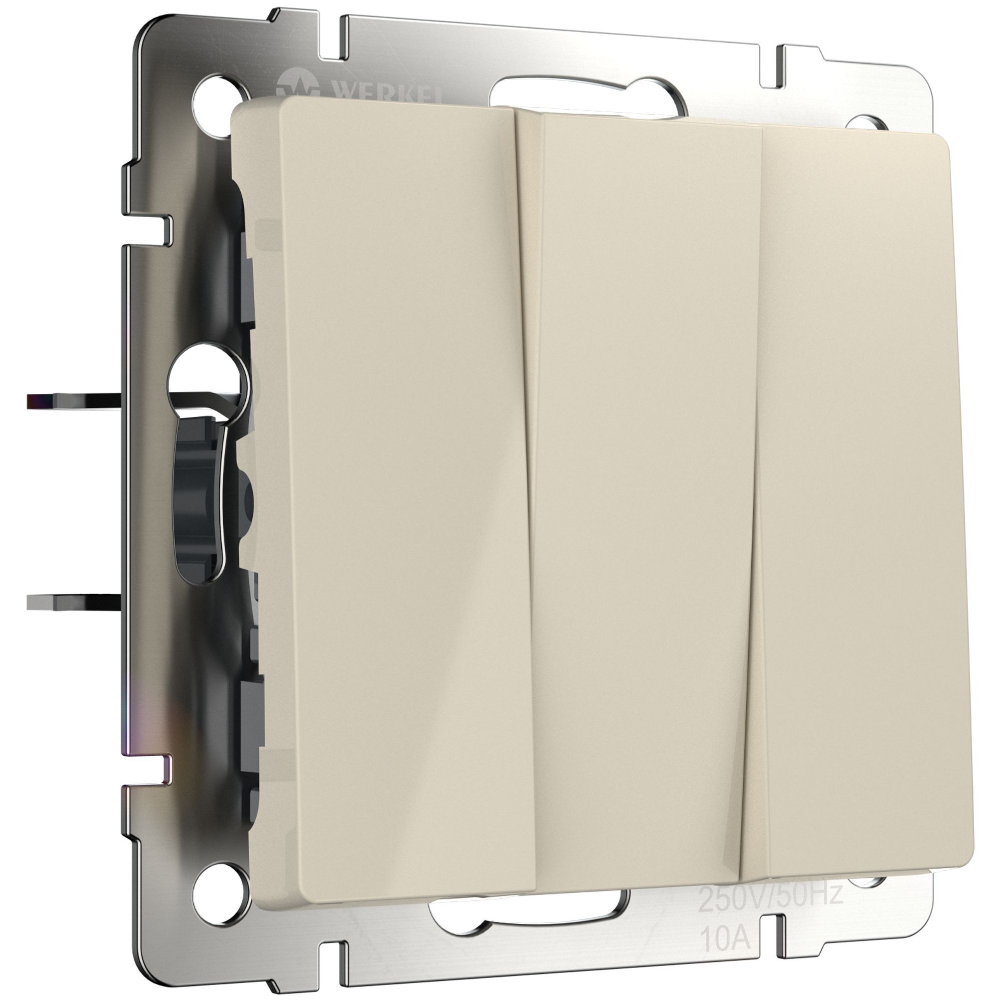 Выключатель 3-клавишный IP20 Слоновая кость глянцевый. Слоновая кость.Werkel. W1130003