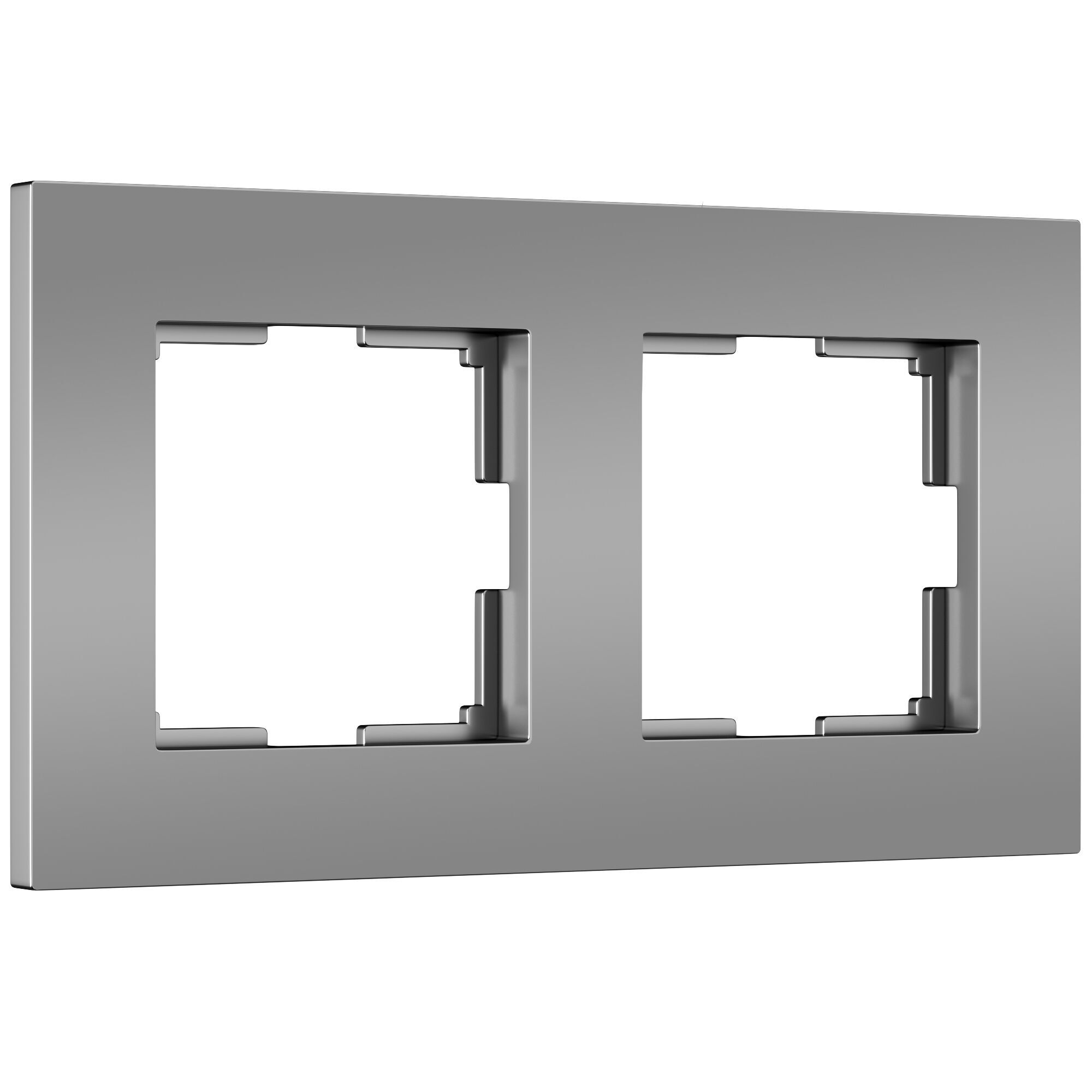 Рамка на 2-поста Серебро софт поликарбонат матовый. Werkel Slab W0022965