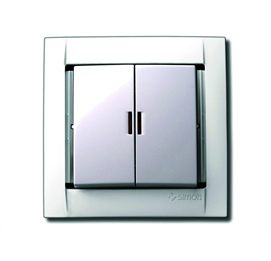 Simon Simon 34 Алюминий Выключатель 2-клавишный с подсветкой IP20 250V Алюминий 10A 34392-33