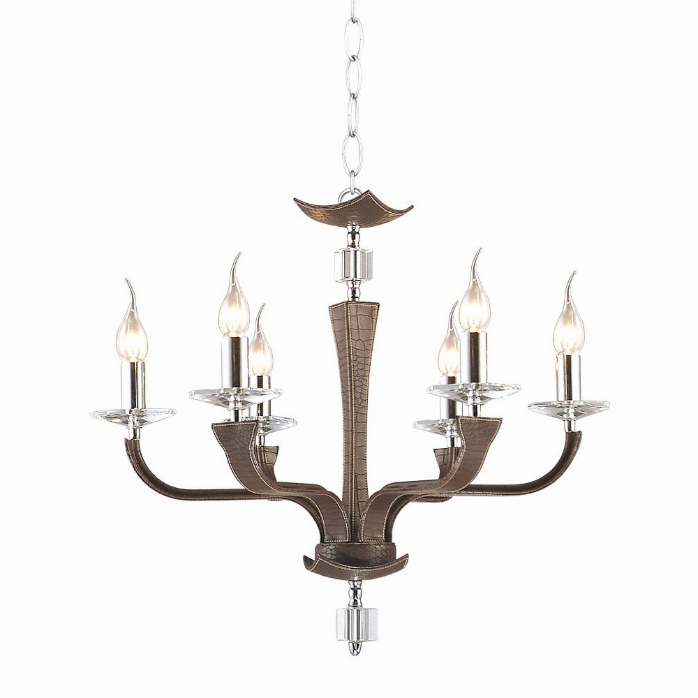 W60498ВR-6P. Wunderlicht. Люстра  6*E14  60W 220V. Коричневый, хром