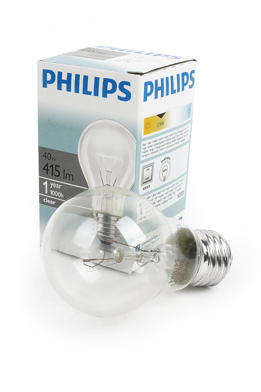 Лампа накаливания "ЛОН" . E27, 40, 230, Philips A55 A55 40W E27 CL 230V