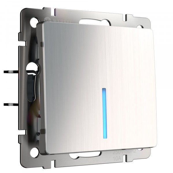 Выключатель 1-клавишный с подсветкой IP20 Глянцевый никель Глянцевый никель.Werkel. W1110102