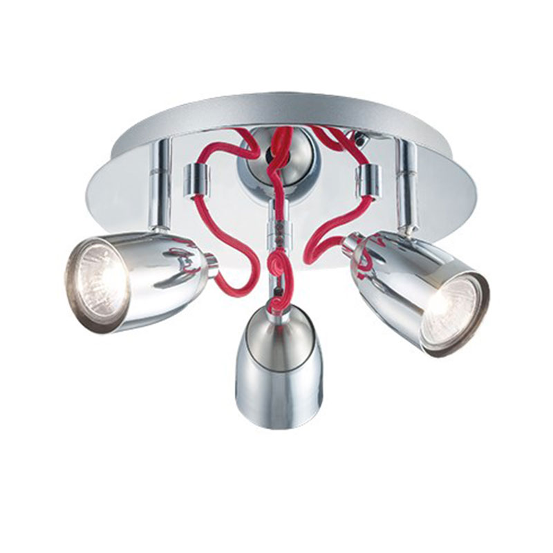 POLLICINO PL3 Ideal Lux Светильник потолочный, Цоколь 3*GU10 50W 220V IP20. Хром/красный