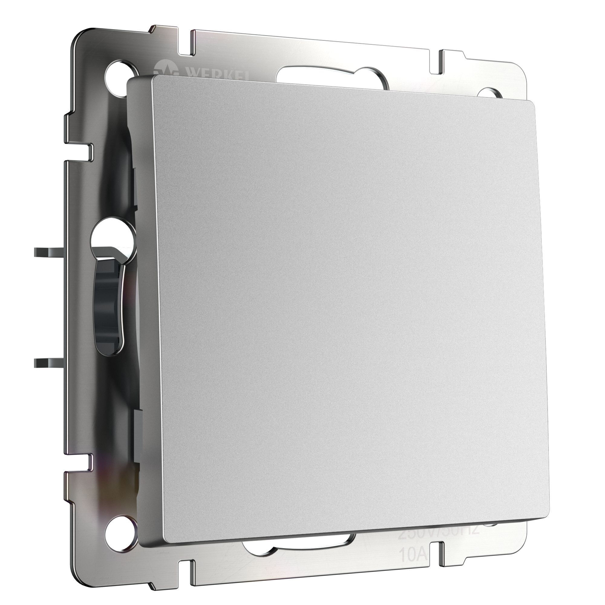 Выключатель 1-клавишный IP20 Серебряный матовый. Серебряный матовый.Werkel. W1110065