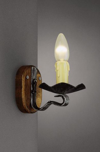 Бра, настенный светильник. Дерево, черный металл 1*E14 60W 220V. Massive 07616-01-54