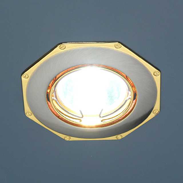 KL735 MR16 SN/G.Elektrostandard. Встраиваемый светильник Сатин никель/золото,восьмиугольник.1*Gu5.3,