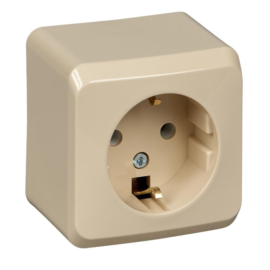 Розетка 2К+З с заземлением IP20 16A Слоновая кость. Systeme Electric 67462 PA16-003K