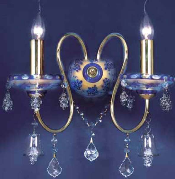 Бра. Золото, прозрачный, кобольт 2*E14 60W 220V. Wunderlicht WL63394-2KG