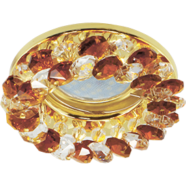 Встраиваемый светильник круг 1*Gu5.3 50W,220V,. Прозрачный и Янтарь/Золото. EcolaFA1618EFY