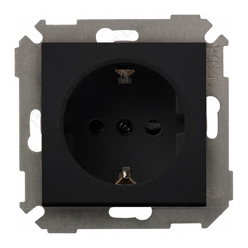 Simon Simon 34 Графит Механизм розетки 2К+З с заземлением, с защитными шторками IP20 250V Графит 16A
