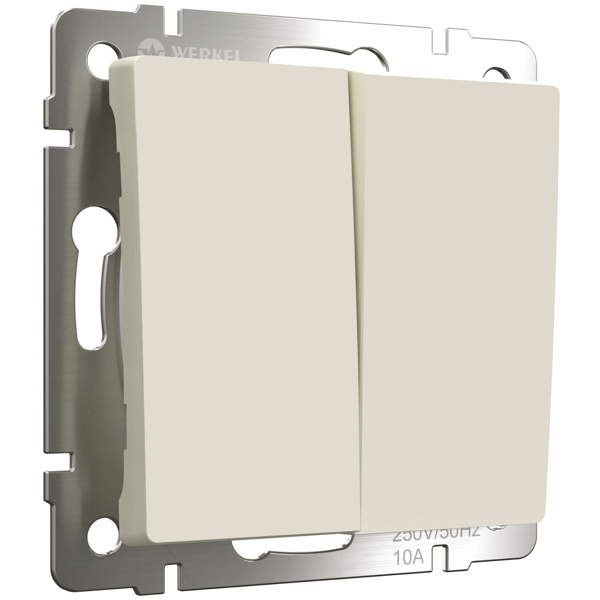 Выключатель 2-клавишный IP20 Айвори матовый. Айвори матовый.Werkel. W1120062