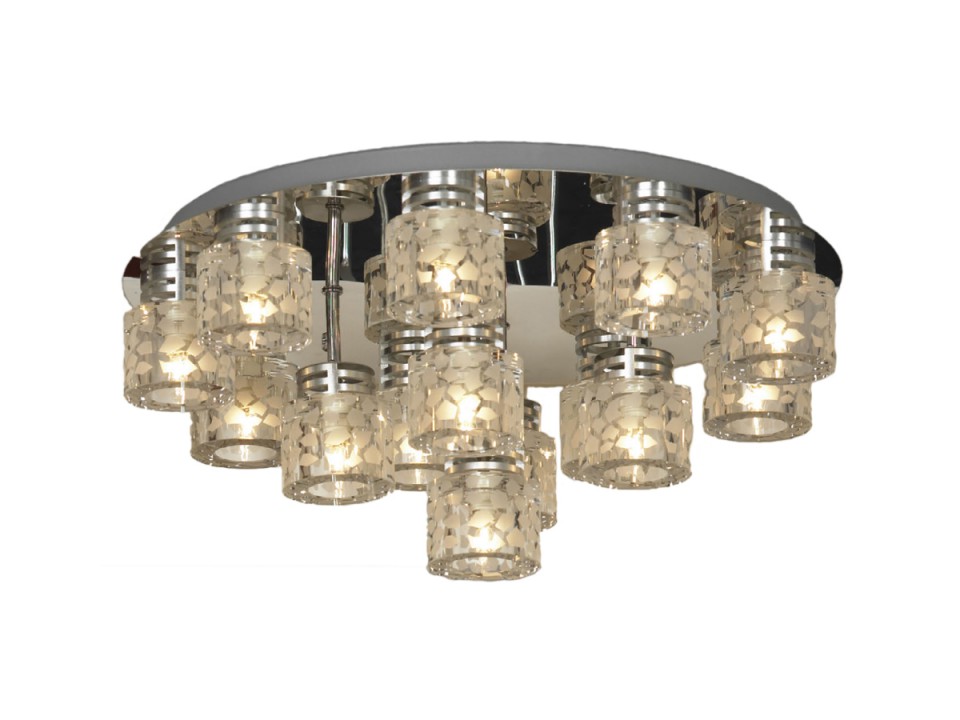 Люстра потолочная. 14*G9, 40W. Хром, полупрозрачное стекло Lussole Samarate LSN-5107-14.