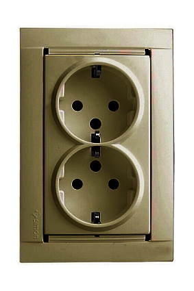 Simon Simon 34 Шампань Розетка сдвоенная,  2К без заземления IP20 250V Шампань 16A 34457-34
