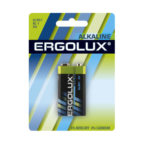 6LR61Erg. Ergolux. Алкалиновые (щелочные) элементы питания (1 штука), 9V