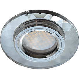 Встраиваемый светильник Круг граненый 1*Gu5.3 220V,. Хром, стекло. Ecola FC1654EFF