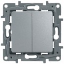 672412. Legrand. Etika (Алюминий). Выключатель/Переключатель (проходной) 2-клавишный