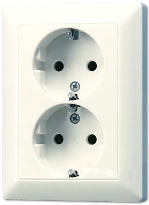 Jung ECO Profi Розетка сдвоенная, 2К+З с заземлением IP20 16A 250V Слоновая кость