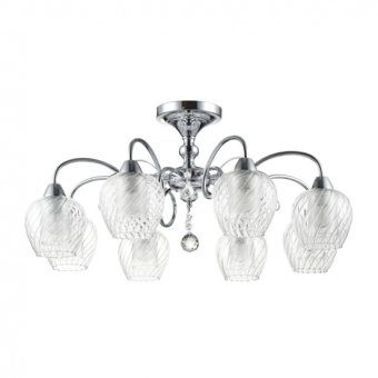 FR2663-PL-08-CH. Freya. Люстра потолочная. 8*E14,40W,220V. Хром, хрусталь,стекло