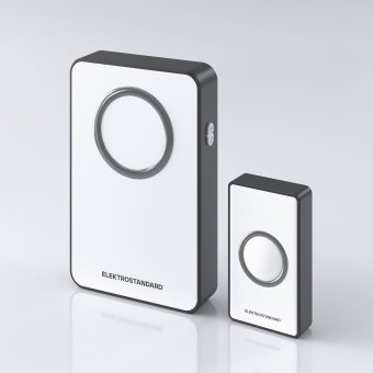 DBQ27M WL Б/Ч.a055695.Elektrostandard.Звонок беспроводной,радиус 100м,3хAA+23A 12VБелый/Чёрный