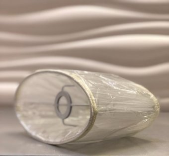 Ant-160.225-W.Комплектующие.Абажур тканевый, овальный на патрон E14, Органза. Белый