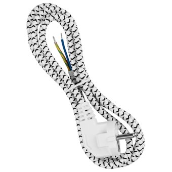 Сетевой шнур с вилкой в тканевой оплетке ПВС-ВП 1,8м Прозрачный 3х0,75 мм2. TDM electric SQ1305-0090