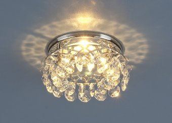 070 MR16 СH/CL.Elektrostandard.Встраиваемый светильник MR16. Хром, прозрачный хрусталь, круглый. 1*G