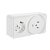 Розетка двойная (РШ/евро) 2P+PE, ткрытой установки, со шторками, 32А/16A, IP20. Белый. EKF AS-250-32