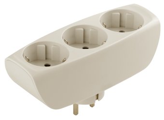 Разветвитель на 3 розетки, с заземлением со шторками, 16A, 3500W, IP20. Слоновая кость. Эра Б0002370