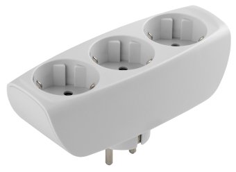 Разветвитель на 3 розетки, c заземлением со шторками, 16A, 3500W, IP20. Белый. Эра C0045529