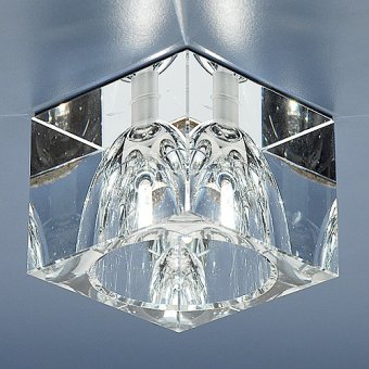 498 CH/Clear.Elektrostandard.Встраиваемый светильник GU4. Хром/прозрачное стекло, куб. 1*GU4, 20V, 1