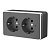 Розетка с заземлением двойная IP20 16A графит рифленый,хром. Werkel W5072104