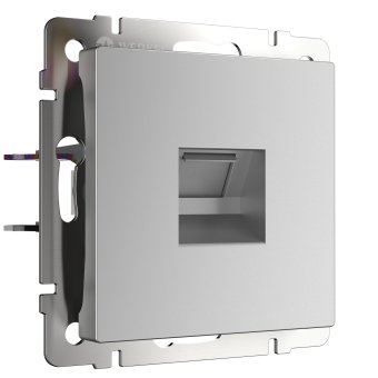 Розетка телефонная RJ-11 1-модуль Серебряный. Серебряный. Werkel W1182006