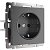 Розетка с заземлением IP20 16A графит.  Графит рифленый. Werkel W1171004