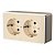 Розетска с заземлением двойная IP20 16A шампань рифленый,хром. Werkel W5072110
