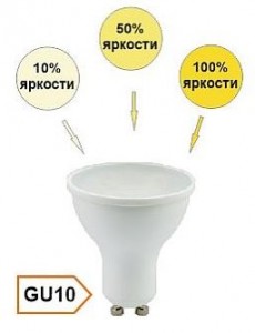 Светодиодная лампа "Софит MR16" 3-х Ступ. Дим-е (100/50/10%) . GU10, 10W, 220V, 2800K. Ecola G1FW10E