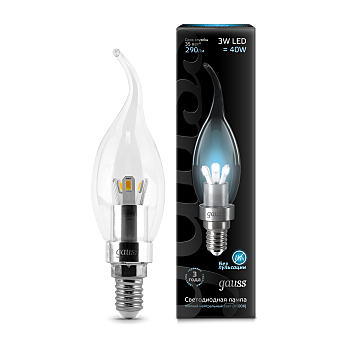 Светодиодная лампа "Свеча на ветру" . E14, 3W, 264V, 4100K. Gauss HA104201203