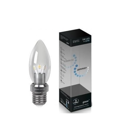 Светодиодная лампа "Свеча трилистник" диммируемая . E27, 5W, 260V, 4100K. Gauss HA103202205-D