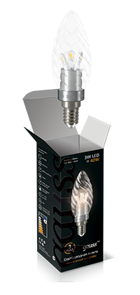 Светодиодная лампа "Свеча витая" . E14, 3W, 265V, 2700K. Gauss HA133201103