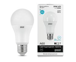 Светодиодная лампа "ЛОН A60" . E27, 20W, 180-240V, 4100K. Gauss 23229