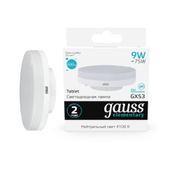 Светодиодная лампа "Таблетка" . GX53, 9W, 220V, 4100K. Gauss 83829