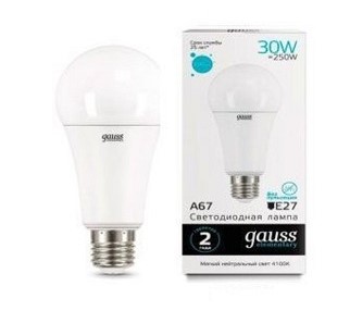Светодиодная лампа "ЛОН A67" . E27, 30W, 220V, 4100K. Gauss 73229