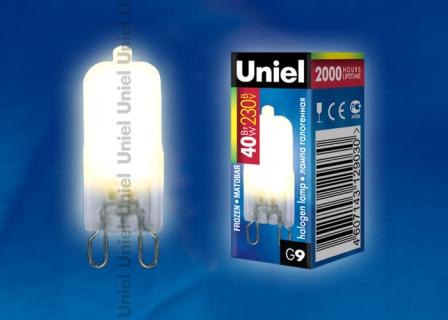 Лампа галогенная капсула Матовая 230V, G9 40W. Uniel G9 00576