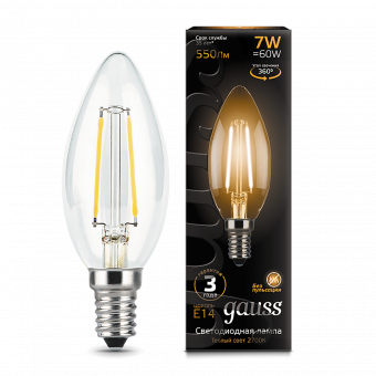 Светодиодная лампа "Свеча" . E14, 7W, 220V, 2700K. Gauss 103801107