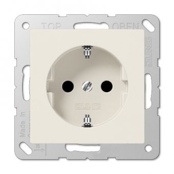 EP1420. Jung. ECO Profi (Слоновая кость). Розетка 2К+З SCHUKO, с заземлением, 16A, автоматический за